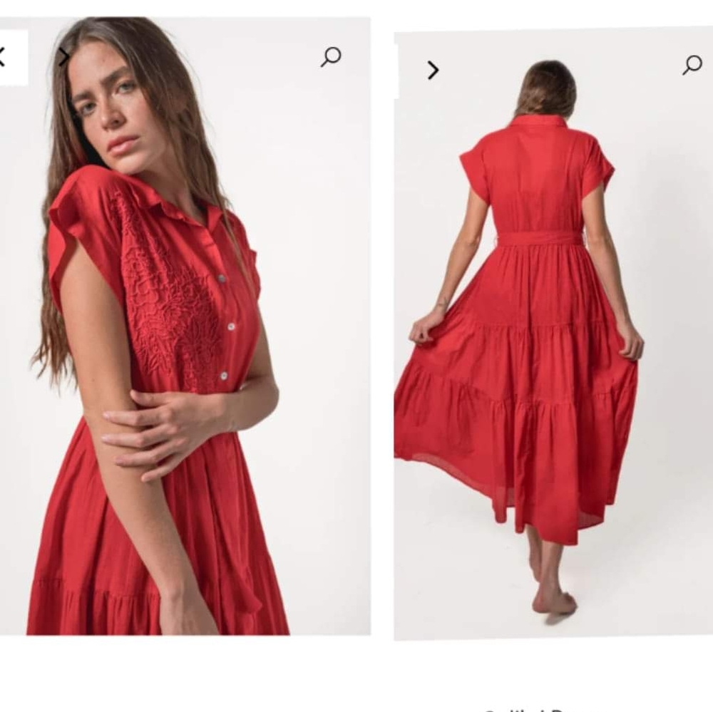 La troupe handmade embroidery colibri midi dress 100% cotton